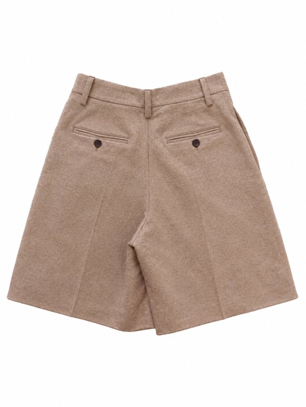 PRADA Beige Camel Hair Felt Peated High Waist Long Bermuda Shorts IT 40 / US 4 - Picture 7 of 10